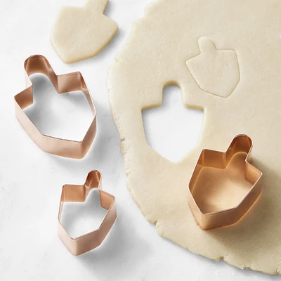 Williams Sonoma Copper Hanukkah Dreidel Cookie Cutters on Ring, Set of 3