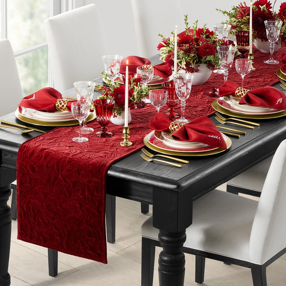 OPEN BOX: Quilted Red Velvet Table Runner