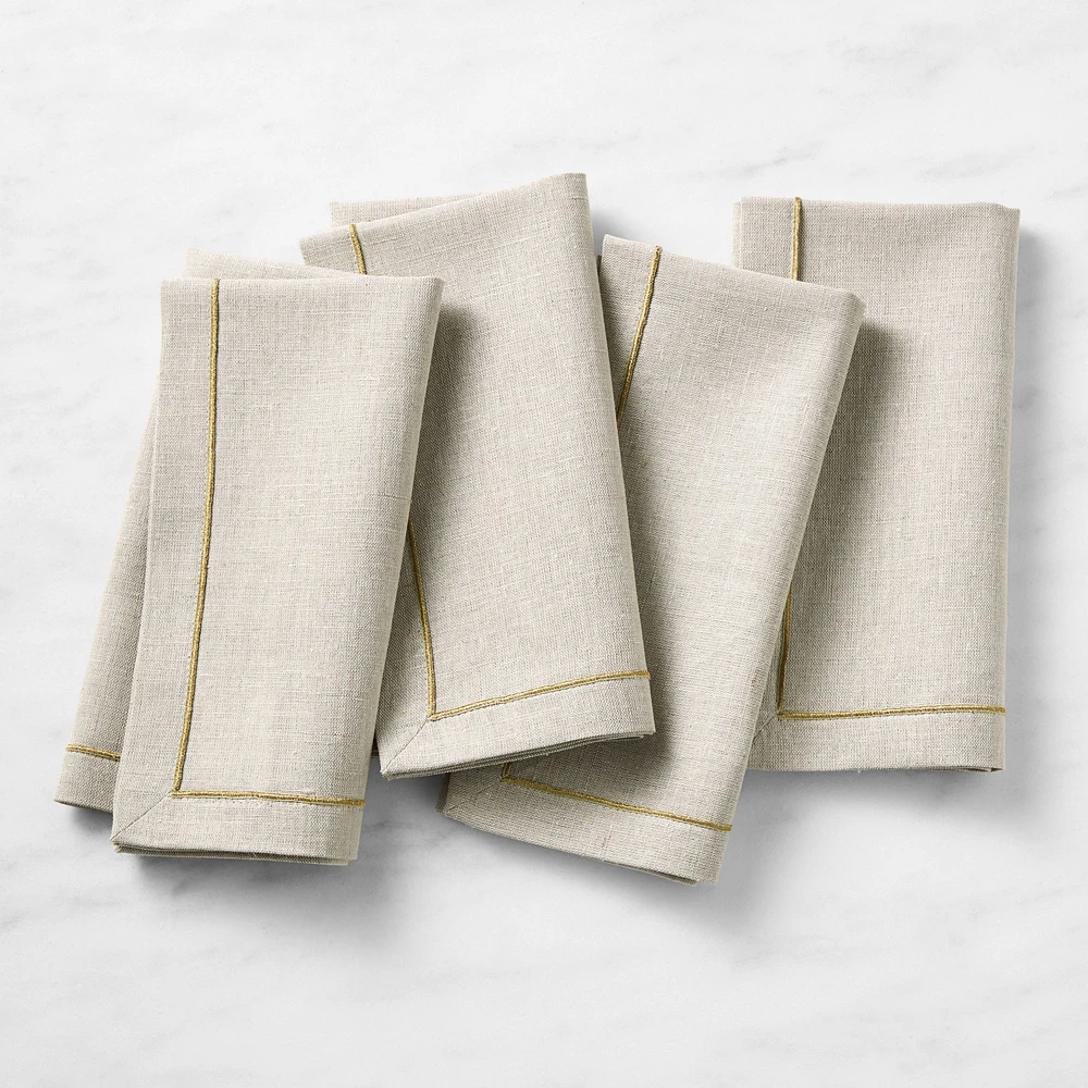 Gold Border Napkins, Set of 4