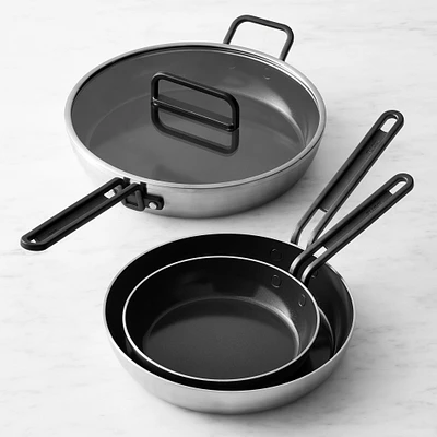 GreenPan™ Stanley Tucci™ Stainless-Steel Ceramic Nonstick 4-Piece Fry Pan Set, Black