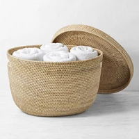 Hold Everything Rattan Oval Basket with Lid