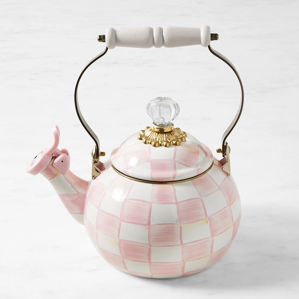 MacKenzie-Childs Rosy Check Whistling Tea Kettle