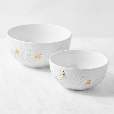 Williams Sonoma Honeycomb Porcelain Mixing Bowls, Set of 2