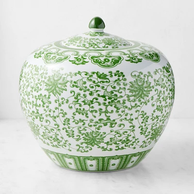 Green Ginger Jar, Floral Vine