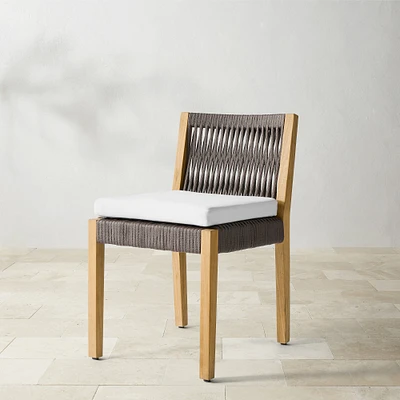 Pasadena Outdoor Teak and Brown Rope Dining Side Chair