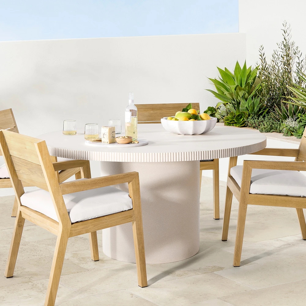 Hollis Round Fiberstone Outdoor Dining Table (59")