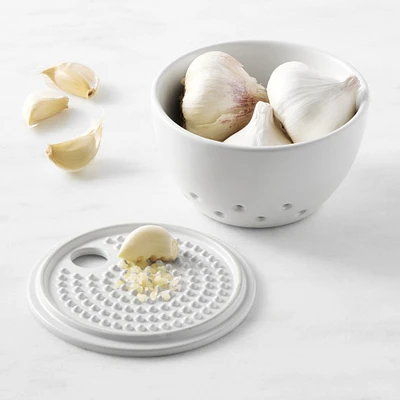 Hold Everything Ceramic Garlic Keeper with Grater Plate