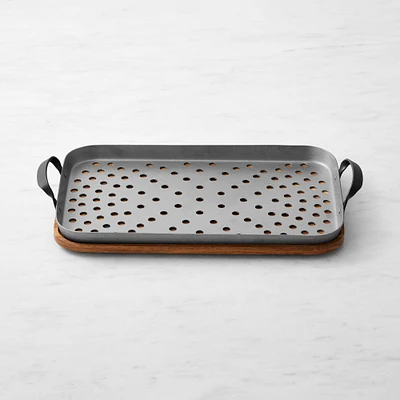 Williams Sonoma Outdoor Stainless-Steel Rectangular Roaster with Trivet