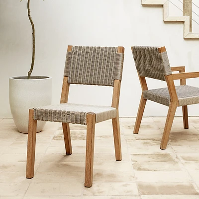 Larnaca Outdoor Natural Teak x All-Weather Weave Dining Side Chair