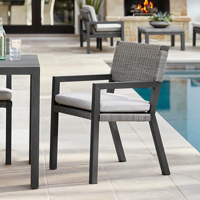 Larnaca Outdoor Slate Grey Metal x All-Weather Weave Dining Side Chair