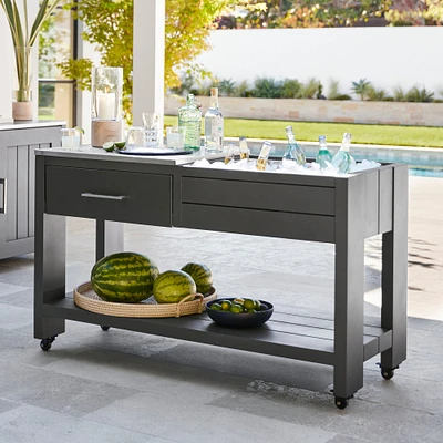 Larnaca Outdoor Slate Grey Metal Prep Table (58")