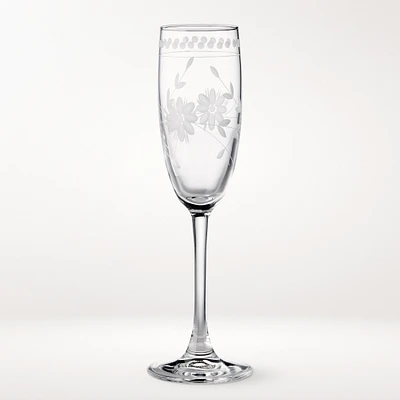 Vintage Etched Toasting Champagne Flutes