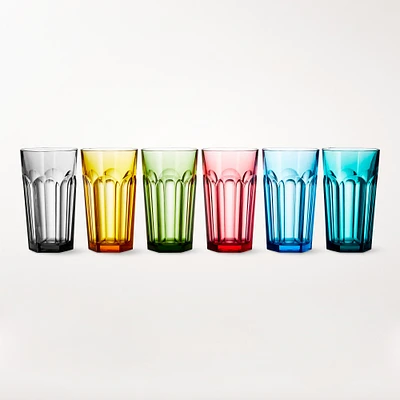 DuraClear® Tritan Outdoor Multicolored Faceted Tumblers, Set of 6