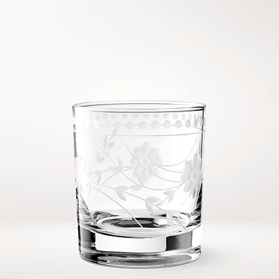 Vintage Etched Double Old-Fashioned Glasses