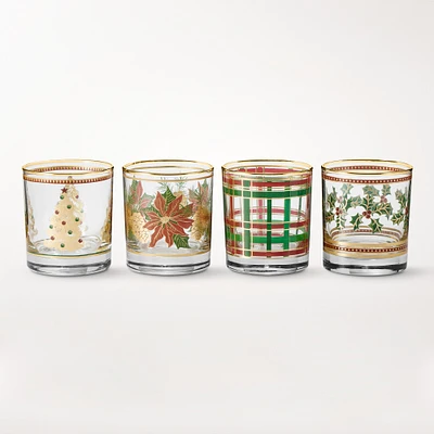 OPEN BOX: Vintage Holiday Double-Old Fashioned Glasses, Set of 4