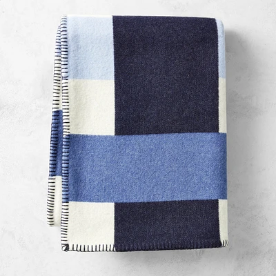 Lesina Merino Wool Throw, Navy