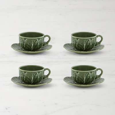 Bordallo Pinheiro Cabbage Cups & Saucers, Set of 4