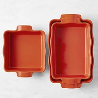 Emile Henry French Ceramic Ruffled Baker, Set of 3