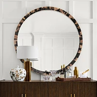 Horn and Bone Round Mirror