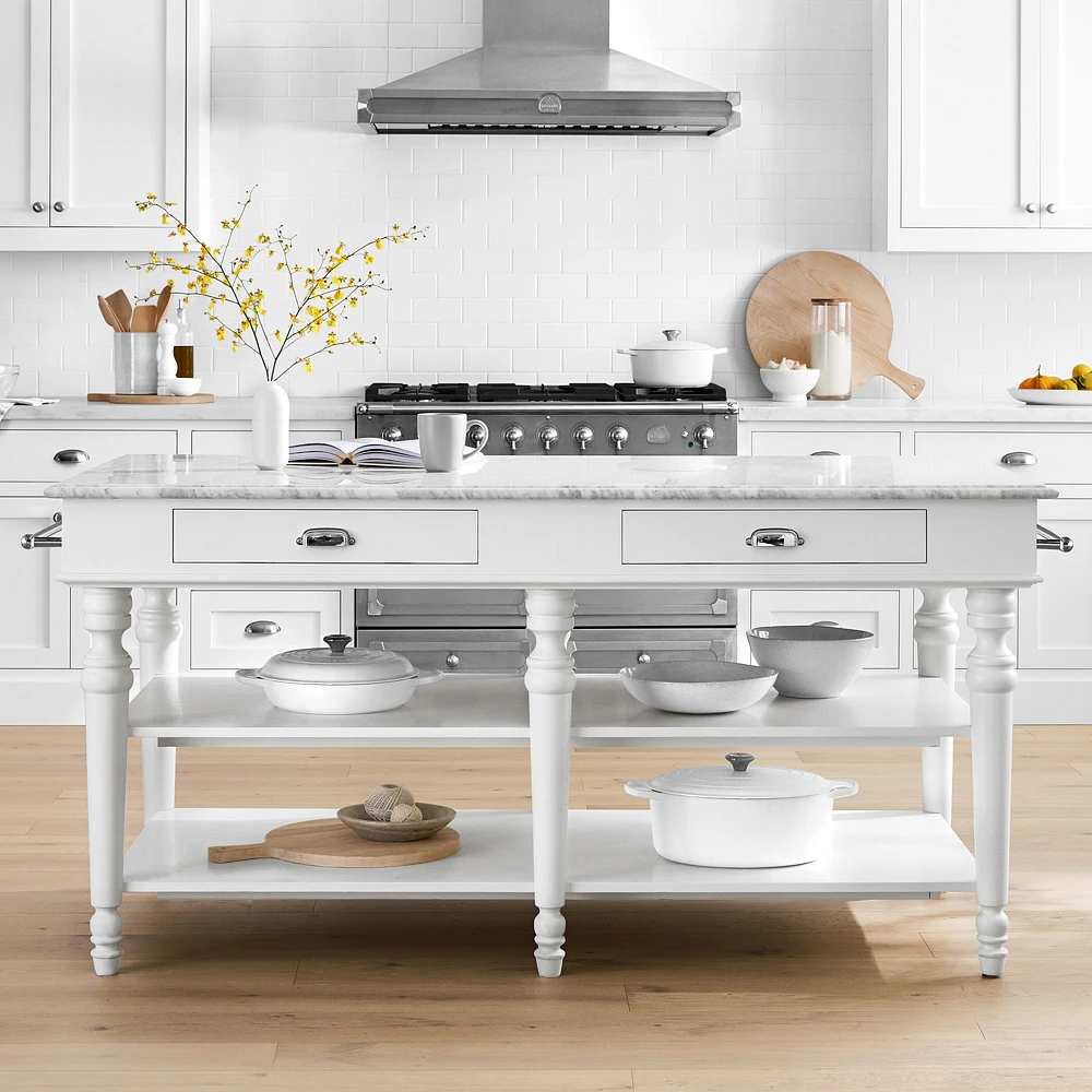 Larkspur Marble-Top Kitchen Island (72")