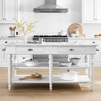 Larkspur Marble-Top Kitchen Island (72")