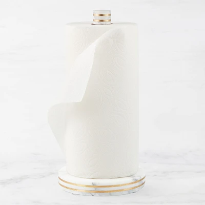 Williams Sonoma Arabescato Marble with Brass Inlay Paper Towel Holder