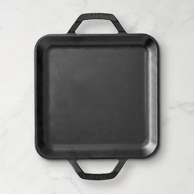 Lodge Chef Collection Seasoned Cast Iron Double Handled Square Griddle, 11"