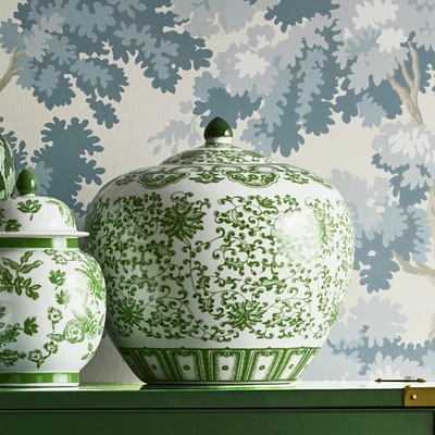 Green Ginger Jar, Floral Vine