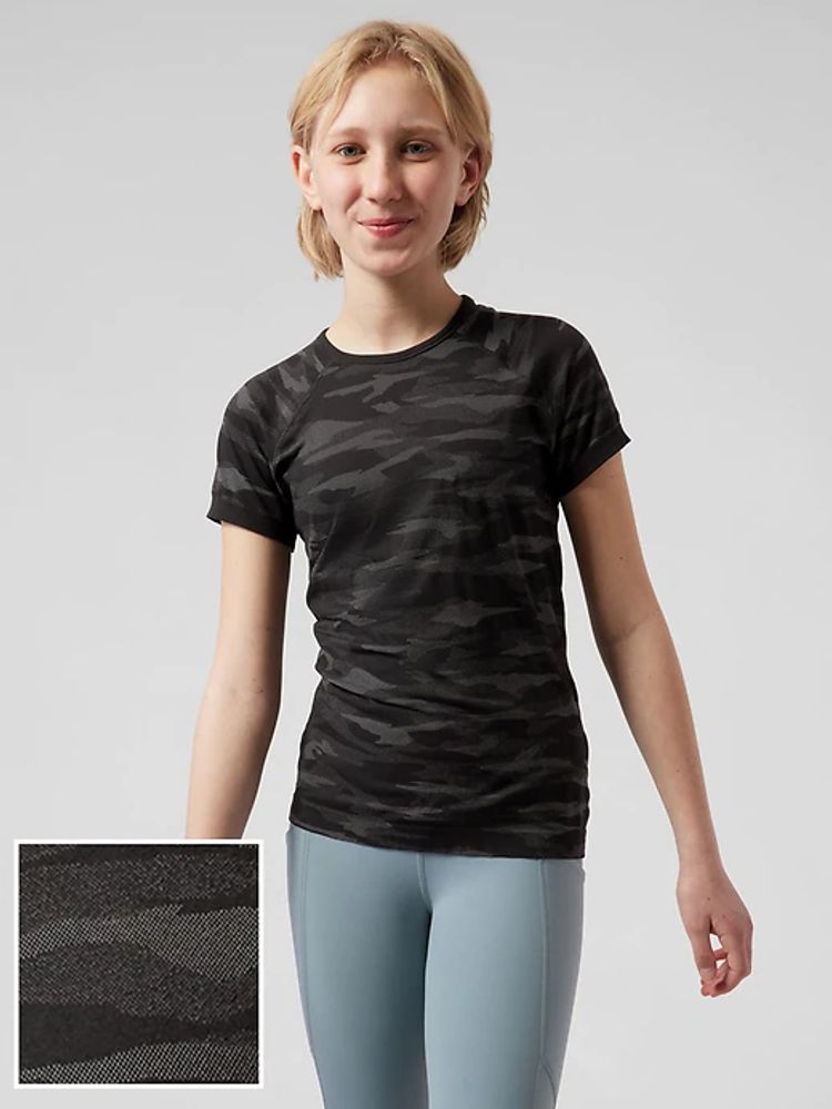 Athleta Girl Camo Power Up Seamless Tee