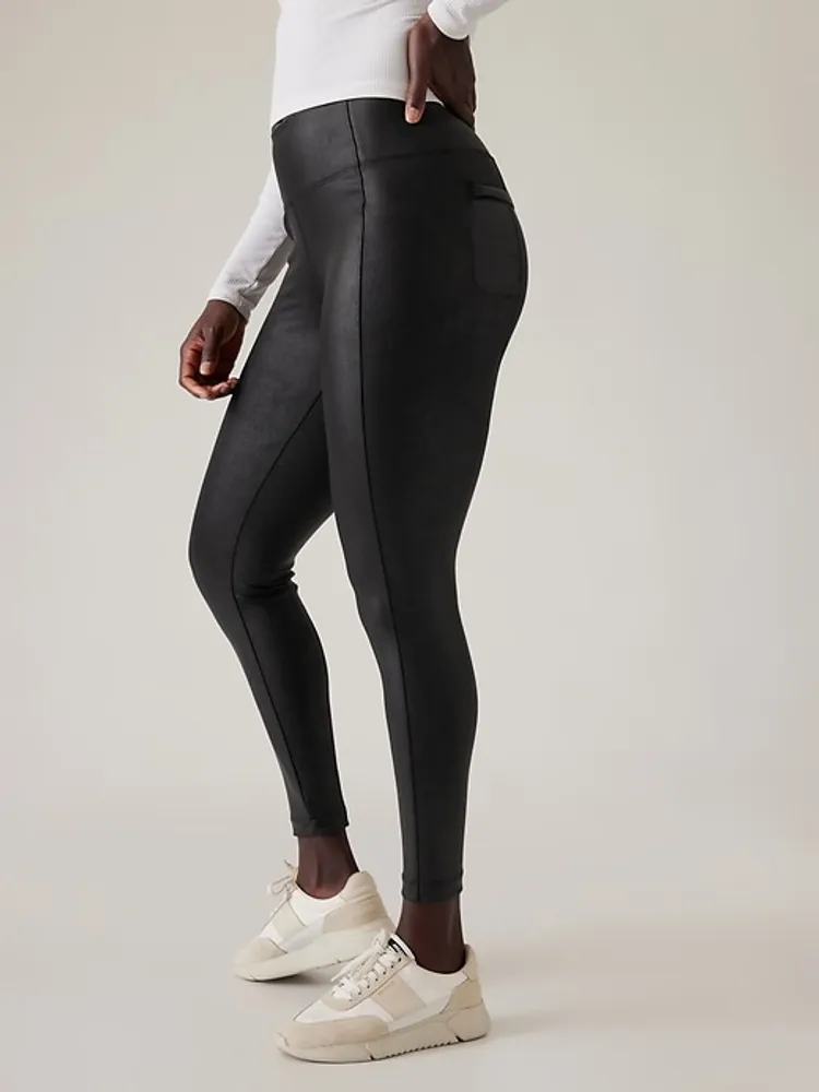 Athleta Black Elation Rib Mix Leggings