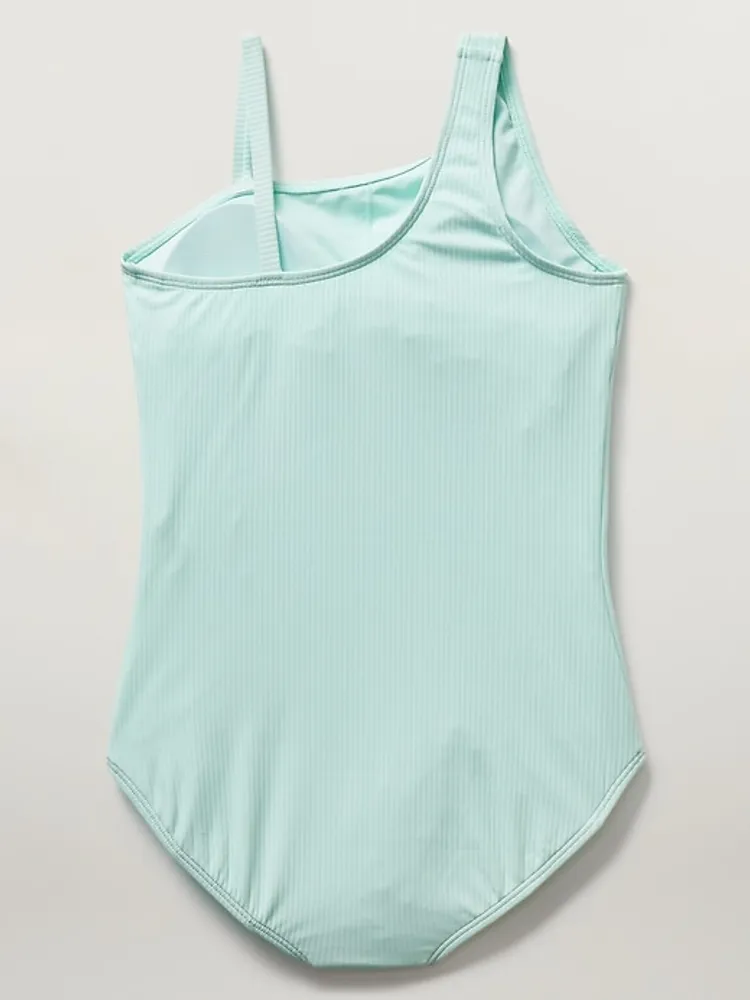 Athleta Girl One Shoulder Rib Piece Swimsuit