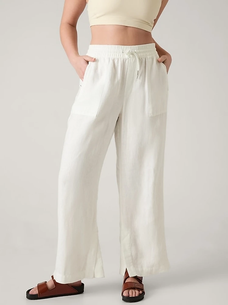 Retreat Linen Mid Rise Wide Leg Pant