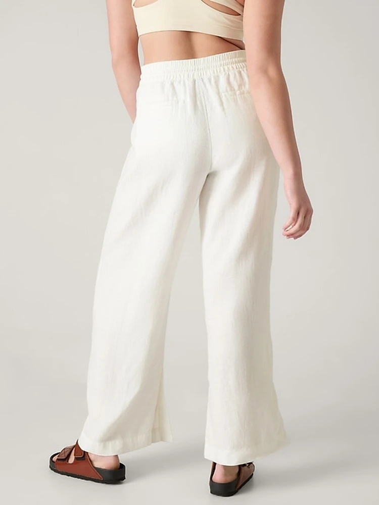 Retreat Linen Mid Rise Wide Leg Pant