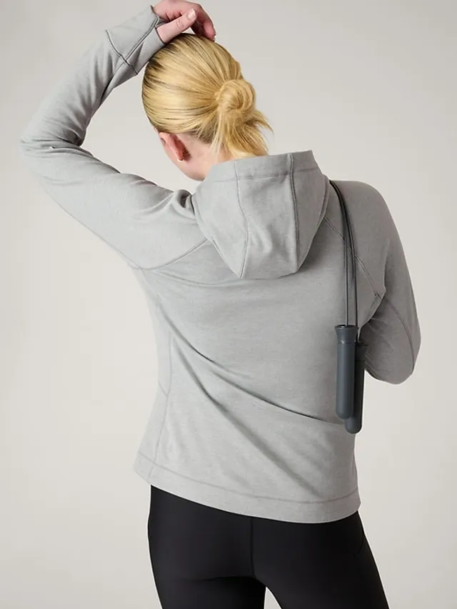 Athleta Sentry Anrak Hoodie Full Zip Heather Gray Thumbholes