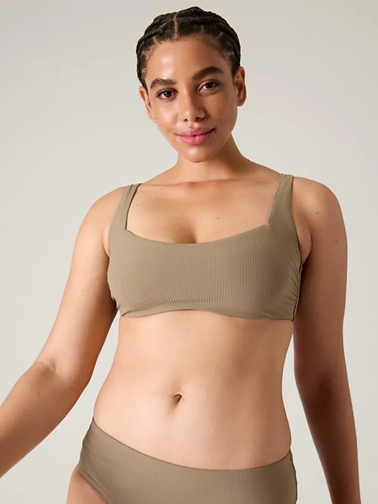 Square Neck Rib Bra Cup Bikini Top