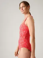 Square Neck Rib One Piece Swimsuit