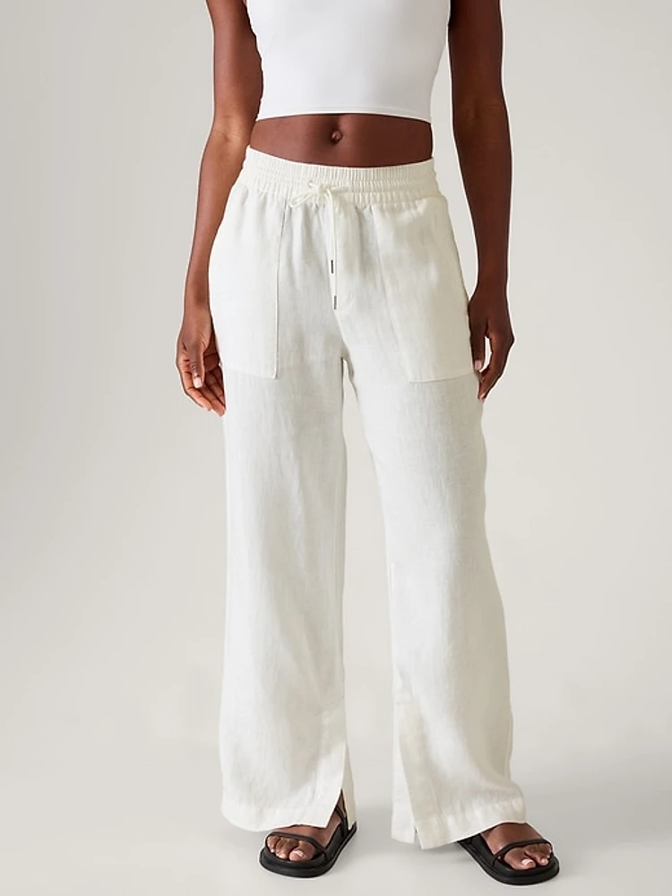 Retreat Linen Mid Rise Wide Leg Pant