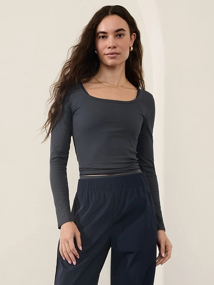 Signature Rib Square Neck Top