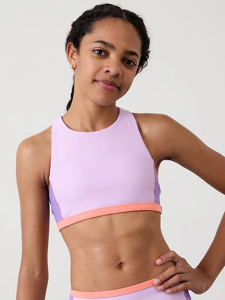 Athleta Girl Reverisble High Neck Colorblock Bikini