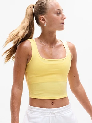 Signature Rib Square Neck Crop Tank