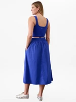 Midday Mid Rise Midi Poplin Skirt