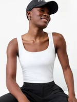 Signature Rib Square Neck Crop Tank