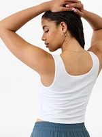 Signature Rib Square Neck Crop Tank