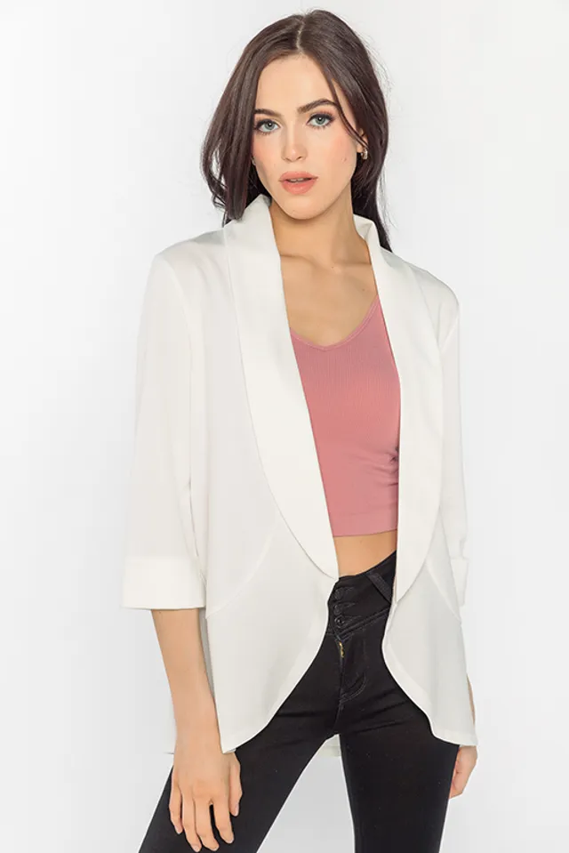 Crepe Open Long Blazer