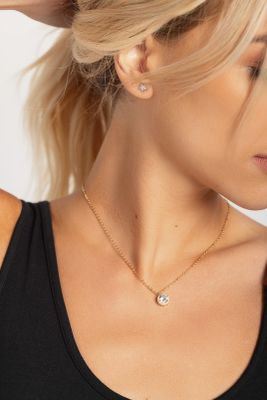 Necklace with Large Rhinestone Pendant