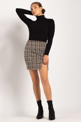 Louisa Plaid Bodycon Skirt with Side Slit