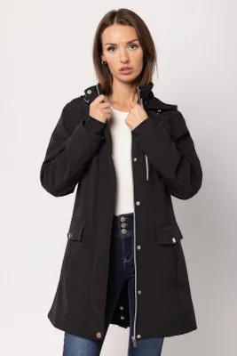 Softshell Hooded Jacket with Shiny Hardware
