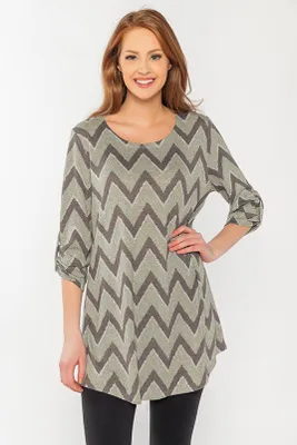 Chevron Tunic with Roll-up Sleeves