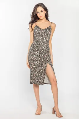 Ditsy Spaghetti Strap Midi Dress