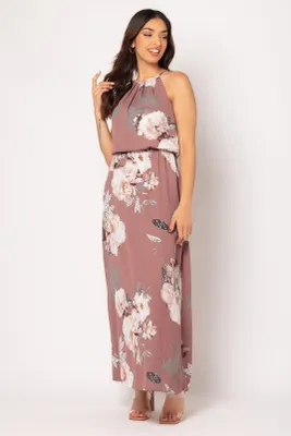 Large Floral Spaghetti Strap Maxi Dress